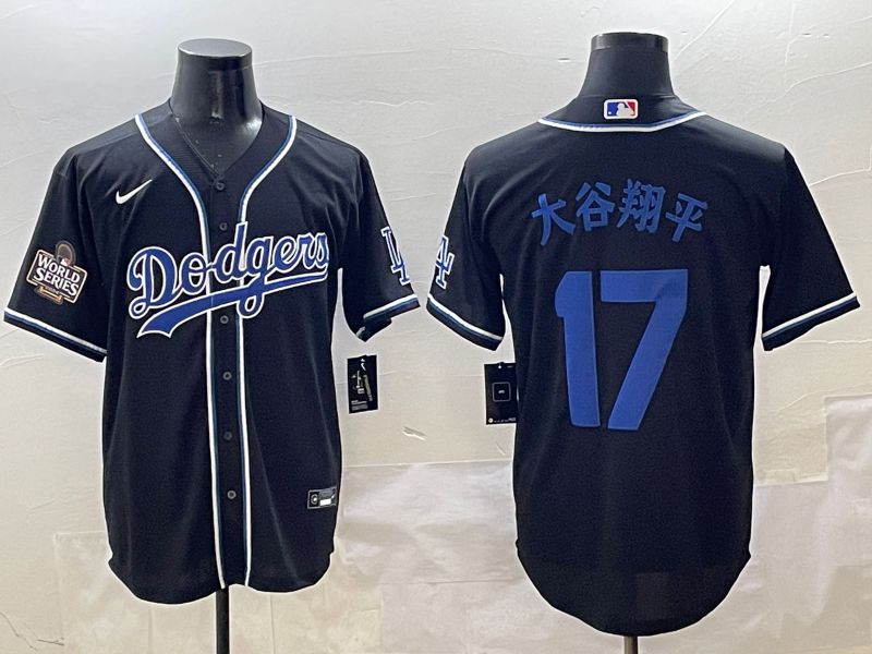 Men Los Angeles Dodgers #17 Ohtani Black blue Three generations Nike 2025 MLB Jersey style 21->los angeles dodgers->MLB Jersey